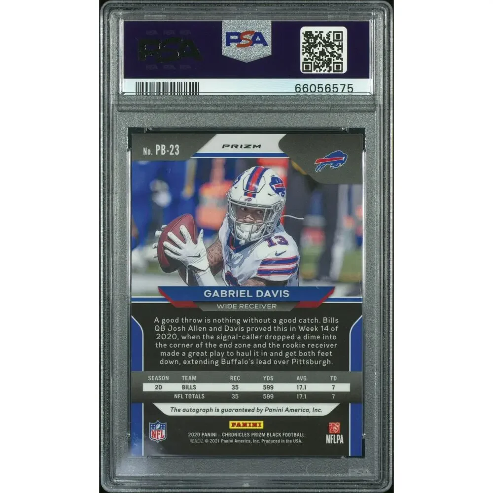 2020 Panini Chronicles Prizm Black Gabriel Davis Prizm Black-Signature PSA 10 - Picture 2 of 2